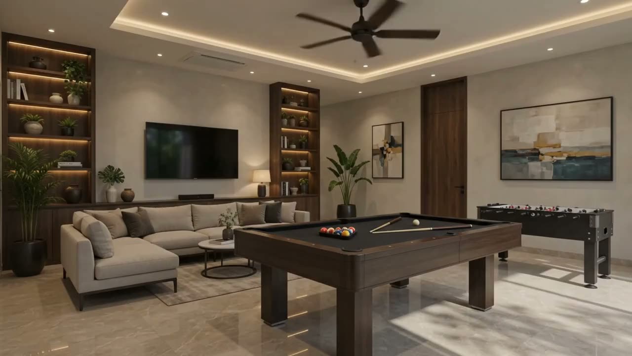 Games room with pool table